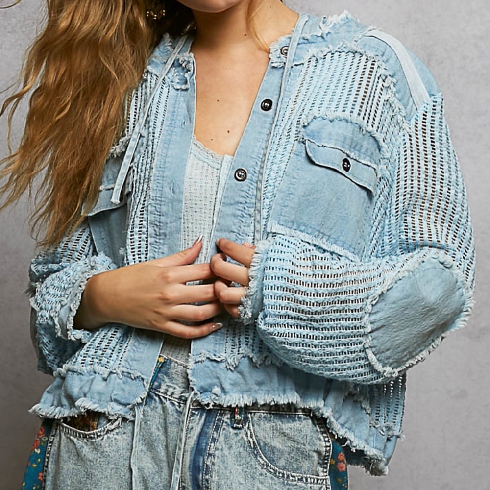 POL Light Blue Ribbed Button Tank - Picture 2 of 3